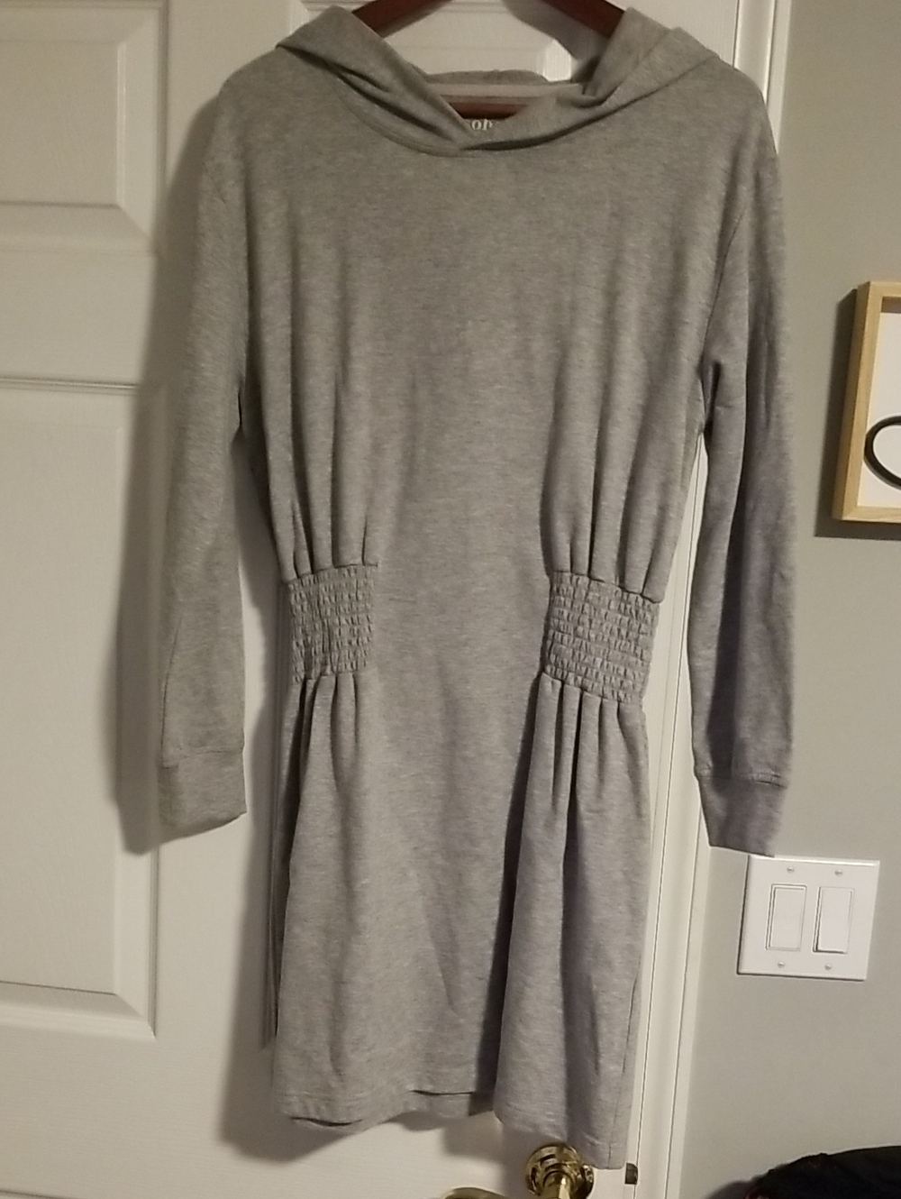 New York & Company Heather Gray Hooded Long-Sleeve Knit Dress